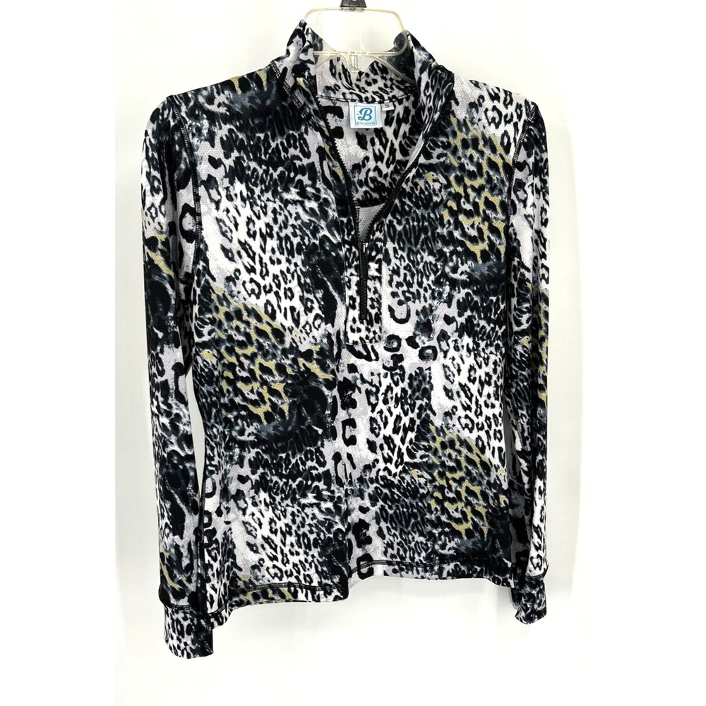 NWOT Golf Shirt Top Size Small Beth Depass 1/4 Zip Long Sleeve Leppard Sport USA